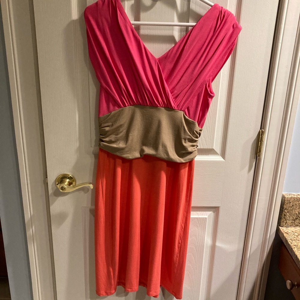 Tommy Bahama Pink and Orange Sleeveless Dress size m EUC - Picture 3 of 6